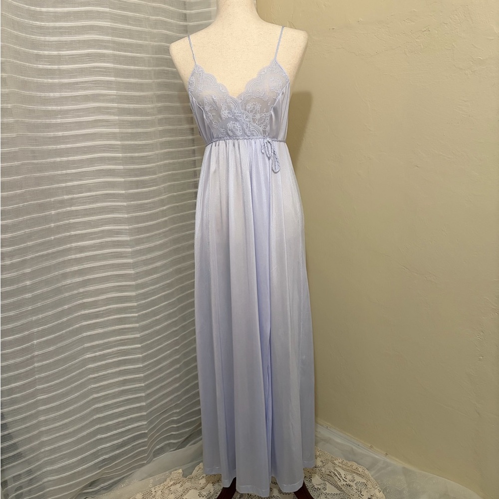 Elegant Light Blue Lace Nightgown